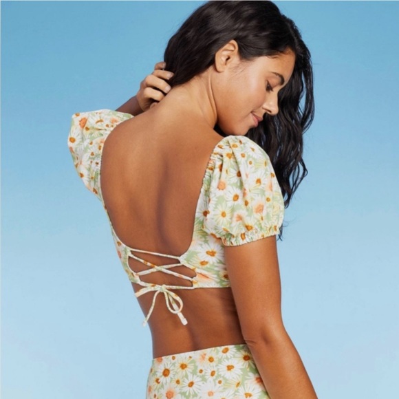 Wild fable Daisy Floral Bikini Bottom High Waist & Leg Cheeky XXS - Picture 2 of 8